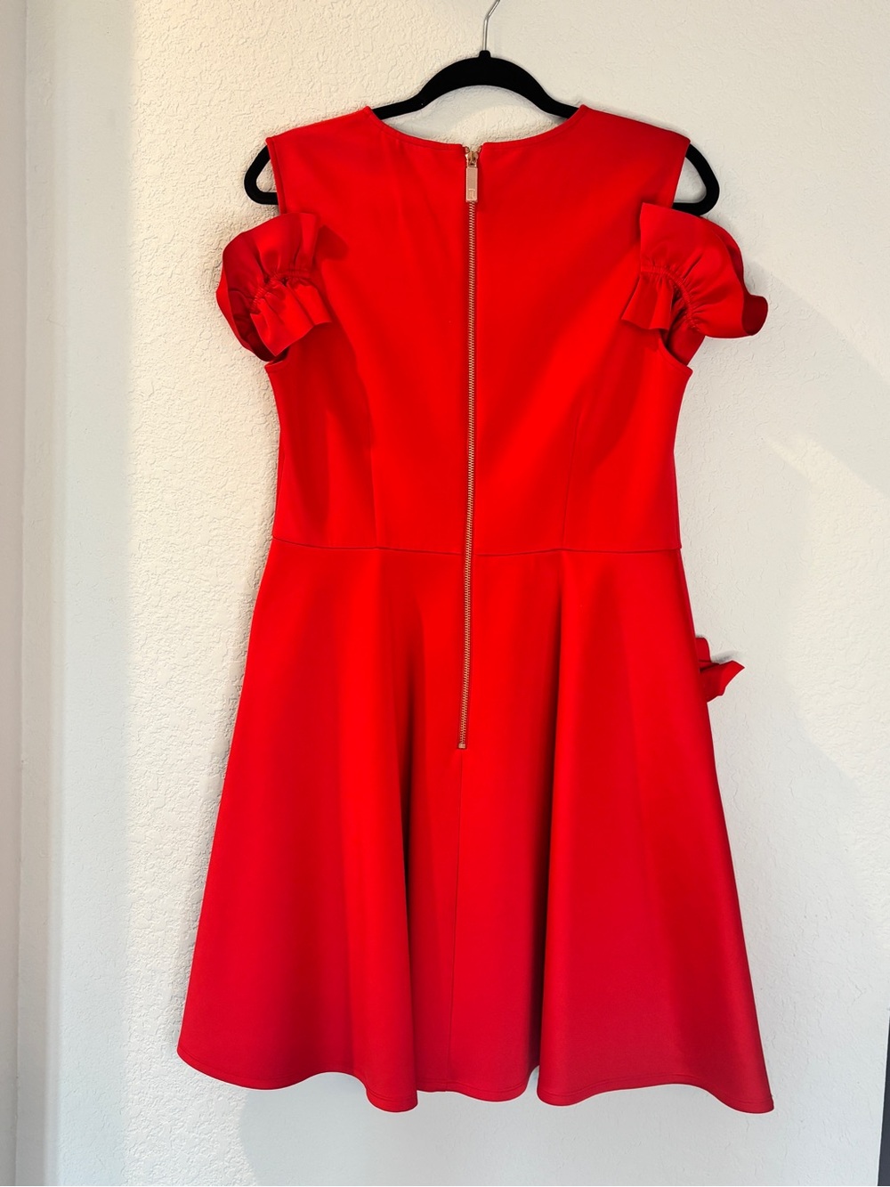 Ted Baker Bright Red Ruffle Sleeve Fit-and-Flare Dress - Picture 3 of 5